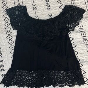 Torrid black lace ruffle super soft knits Top